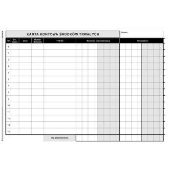 Karta kontowa środków trwałych A5 420-3